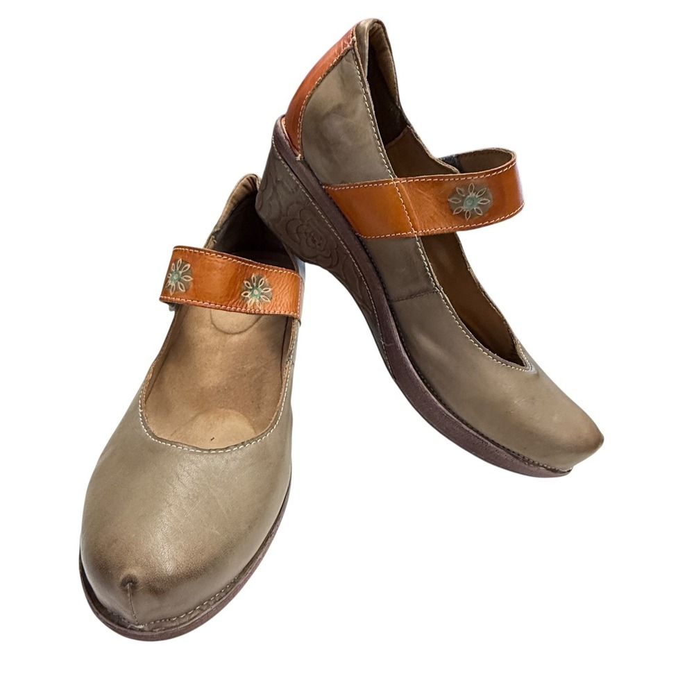 L'Artiste Spring Step Caliko Mary Jane Shoes 42 10.5 -11 Leather Boho Floral